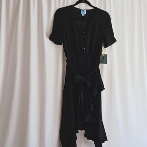 Black Ruffel asymetrical CeCe Ss Dress NWT